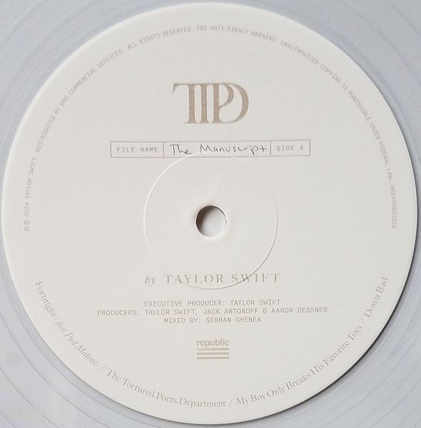 Taylor Swift – The Tortured Poets Department (WhiteVinyl) (2xLP) (2024) - Imagen 3