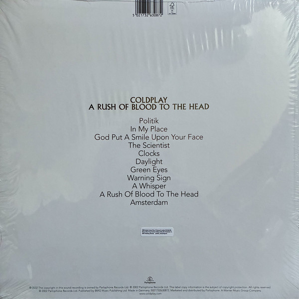 Coldplay - A Rush Of Blood To The Head. LP CLEAR (2025) - Imagen 2