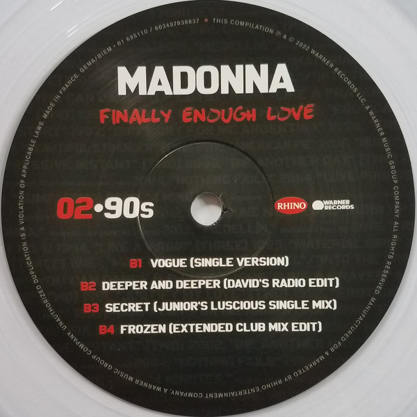 Madonna - Finally Enough Love (ClearVinyl) (2xLP) (2022) - Imagen 4