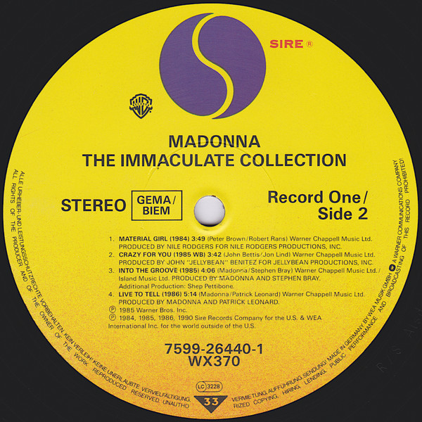 Madonna - The Immaculate Collection (2xLP) (1990) - Imagen 4