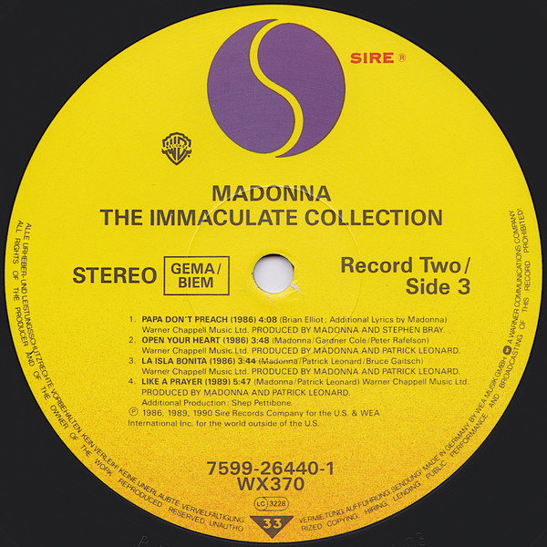Madonna - The Immaculate Collection (2xLP) (1990) - Imagen 5