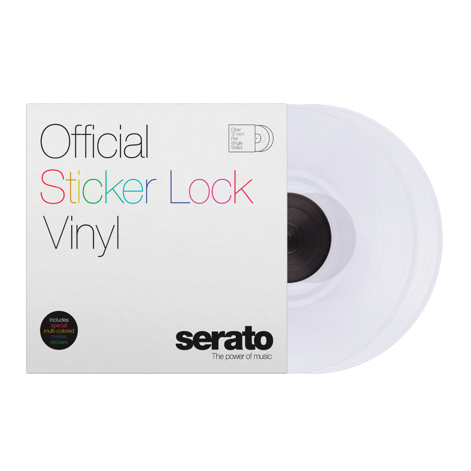Serato Control Vinyl 12 Pulgadas Par Clear Sticker Lock